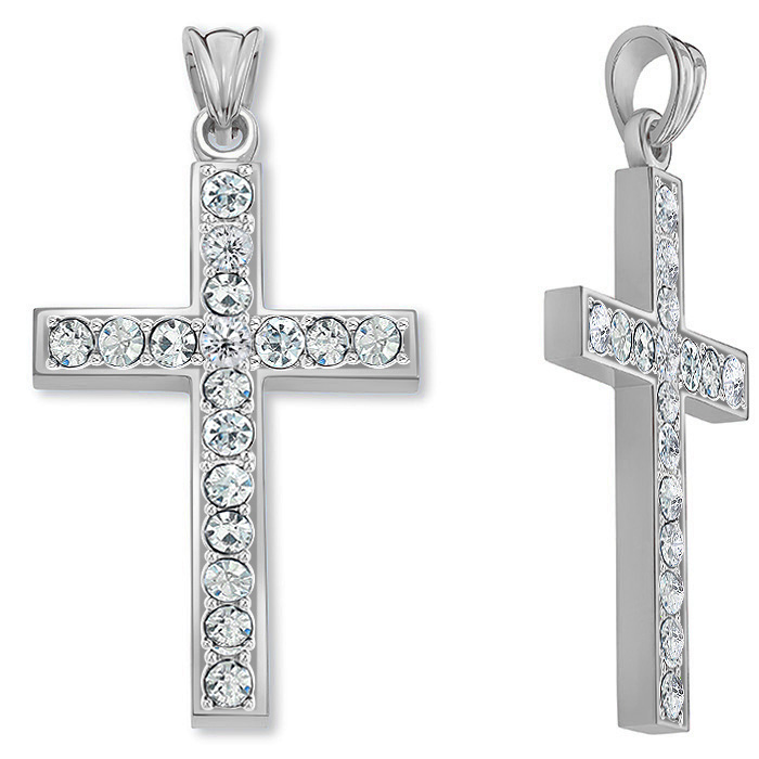 14K White Gold Diamond Cross Pendant for Men