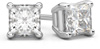 0.50 Carat Princess Cut Diamond Stud Earrings in 18K White Gold