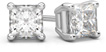 0.66 Carat Princess Cut Diamond Stud Earrings in 18K White Gold