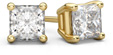 0.75 Carat Princess Cut Diamond Stud Earrings in 14K Yellow Gold