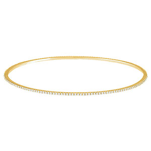 Stackable 2 Carat Diamond Bangle Bracelet, 14K Yellow Gold
