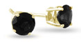 1.50 Carat Round Black Diamond Stud Earrings in 18K Yellow Gold