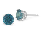 1.00 Carat Round Blue Diamond Stud Earrings in Platinum
