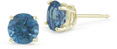 0.25 Carat Round Blue Diamond Stud Earrings in 14K Yellow Gold