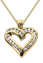Diamond Heart Pendant, 14K Yellow Gold