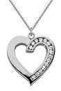 Half Carat Diamond Heart Necklace, 14K White Gold