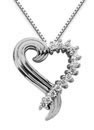 0.39 Diamond Swirl Heart Pendant, 14K White Gold