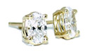 0.25 Carat Oval Diamond Stud Earrings in 18K Yellow Gold