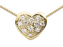 0.22 Pave Diamond Heart Pendant, 14K Yellow Gold
