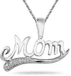 Diamond Mom Necklace in 14K White Gold