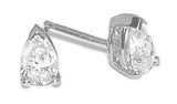 1.00 Carat Pear Shape Diamond Stud Earrings In 14k White Gold