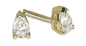 0.25 Carat Pear Shape Diamond Stud Earrings in 14K Yellow Gold