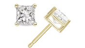 0.25 Carat Princess Cut Diamond Stud Earrings in 14K Yellow Gold