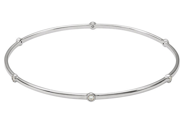 Bezel-Set Diamond Bangle Bracelet, 14K White Gold