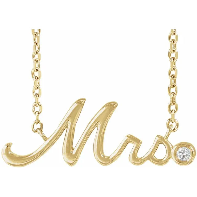 diamond mrs. necklace 14k gold