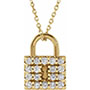 1/2 Carat Diamond Padlock Necklace in 14K Gold