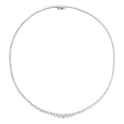 9 1/2 Carat Lab-Made Diamond Tennis Necklace 14K White Gold