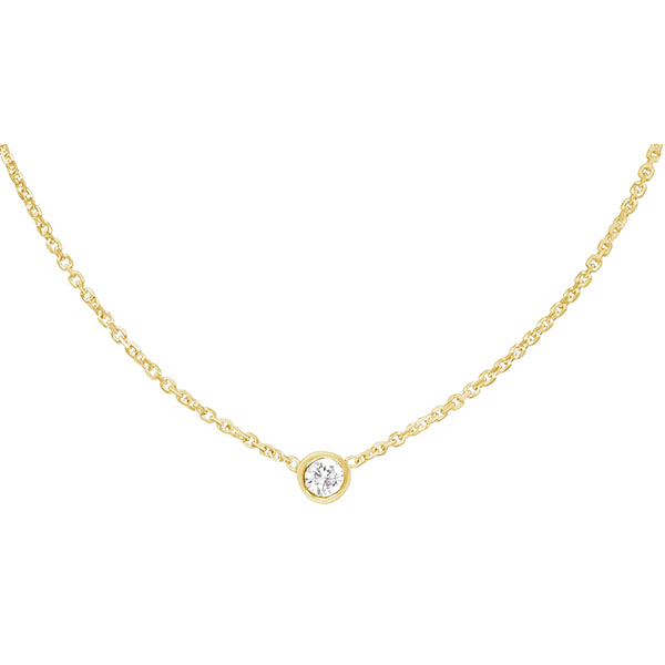 diamond bezel necklace for women 14k gold 1/10 carat to 1/2 carat
