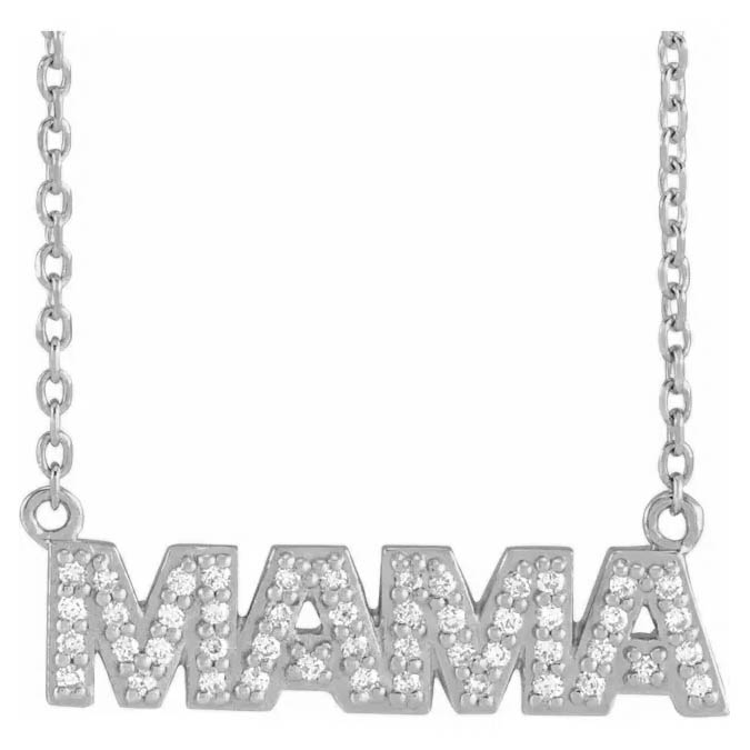 diamond mama necklace 14k white gold
