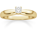 1/6 Carat Princess Cut Diamond Solitaire Ring, 14K Gold