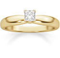 1/5 Carat Princess Cut Diamond Solitaire Ring, 14K Gold