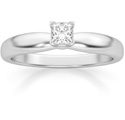 0.20 Carat Princess Cut Diamond Solitaire Ring, 14K White Gold