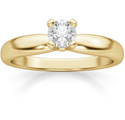 0.25 Carat Round Diamond Solitaire Ring, 14K Yellow Gold