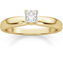 1/4 Carat Princess Cut Diamond Solitaire Ring, 14K Gold