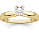0.33 Carat Round Diamond Solitaire Ring, 14K Yellow Gold