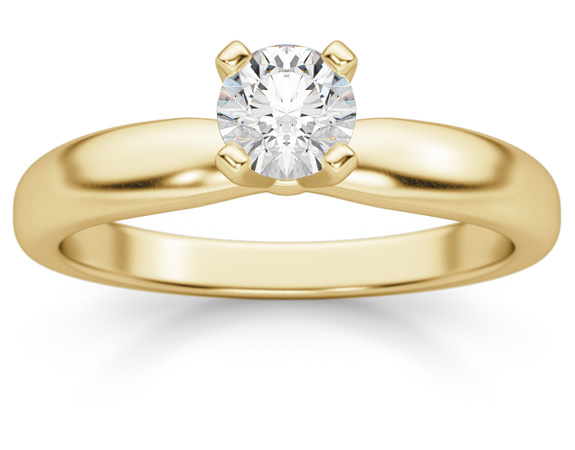 0.33 Carat Round Diamond Solitaire Ring, 14K Yellow Gold