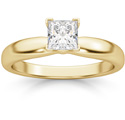 1/2 Carat Princess Cut Diamond Solitaire Ring, 14K Gold