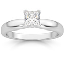 0.50 Carat Princess Cut Diamond Solitaire Ring, 14K White Gold