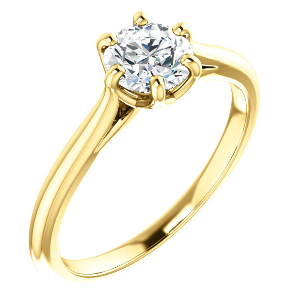 0.75 Carat 6-Prong Diamond Solitaire Engagement Ring, 14K Yellow Gold