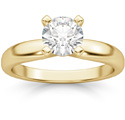 0.75 Carat Round Diamond Solitaire Ring, 14K Yellow Gold