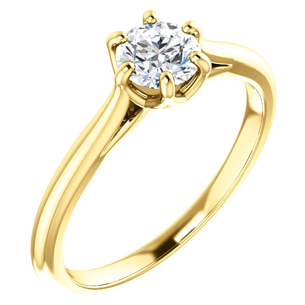 0.50 Carat 6-Prong Diamond Solitaire Engagement Ring in 14K Yellow Gold
