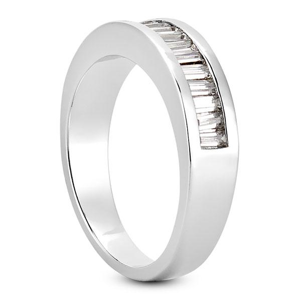 1 Carat Channel-Set Baguette Diamond Band Ring, 14K White Gold