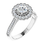 3/4 Carat Floral Inspired Diamond Halo Engagement Ring