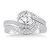 1/3 Carat White Princess Cut Diamond Bridal Ring Set in 10K White Gold