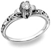 1/2 Carat Art Deco Diamond Ring, 14K White Gold