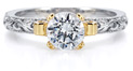 Art Deco Moissanite Ring in 14K Two-Tone Gold