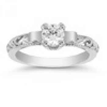 1/3 Carat Art Deco Diamond Bridal Ring Set in 14K White Gold 3
