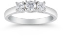 1/2 Carat Three Stone Diamond Ring, 14K White Gold