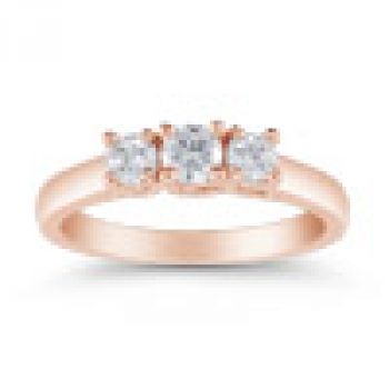 14K Rose Gold 1/2 Carat Three Stone Diamond Ring 3