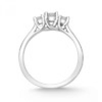 1/2 Carat Three Stone Diamond Ring, 14K White Gold 3