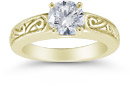 1 Carat Art Deco Swirl Engagement Ring, 14K Yellow Gold