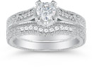 0.93 Carat Victorian Diamond Engagement Set