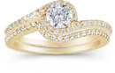 14K Yellow Gold 0.95 Carat Diamond Swirl Engagement Set