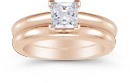 14K Rose Gold 0.75 Carat Princess Cut Diamond Engagement Ring Set
