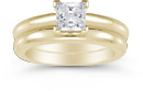14K Yellow Gold 0.75 Carat Princess Cut Diamond Engagement Ring Set