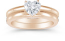 Heart Shaped 0.75 Carat Diamond Solitaire Engagement Set, 14K Rose Gold